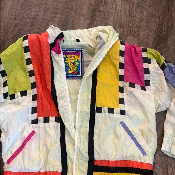 Vintage Colorful Geometric Women's Jumpsuit breakaway Velcro pants - Picture 2 of 10